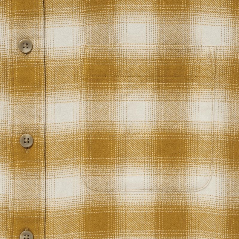 Yellow Uniqlo Flannel Checked Long-sleeve Men Shirts | 3521703
