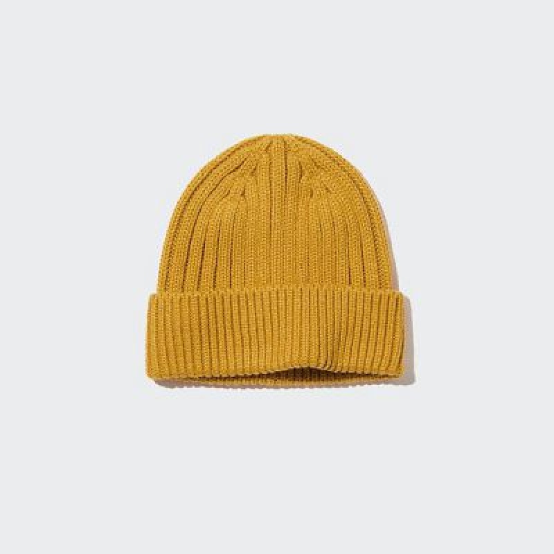 Yellow Uniqlo HEATTECH Ribbed Women Beanie | 6896144