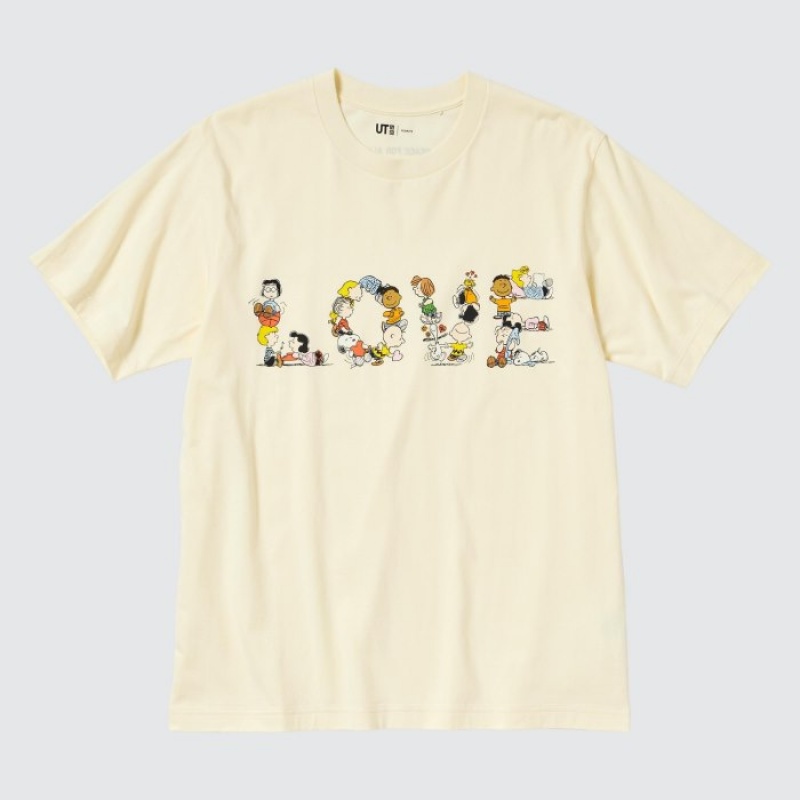 Yellow Uniqlo PEACE FOR ALL Short-Sleeve Graphic Peanuts Women T Shirts | 4645361