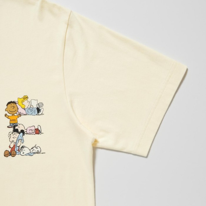 Yellow Uniqlo PEACE FOR ALL Short-Sleeve Graphic Peanuts Women T Shirts | 4645361