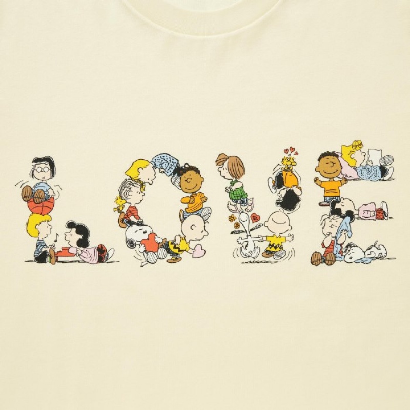 Yellow Uniqlo PEACE FOR ALL Short-Sleeve Graphic Peanuts Women T Shirts | 4645361