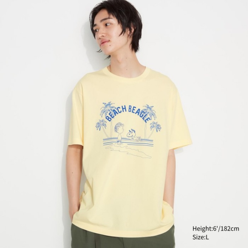 Yellow Uniqlo Peanuts Hawaii UT Short Sleeve Women T Shirts | 2114148