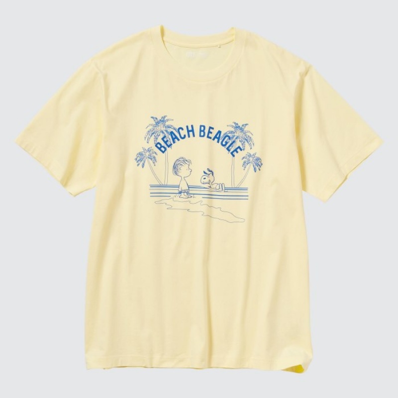 Yellow Uniqlo Peanuts Hawaii UT Short Sleeve Women T Shirts | 2114148