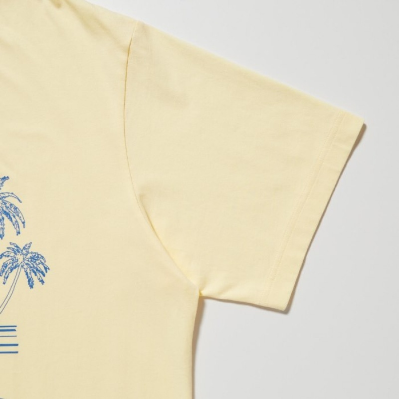 Yellow Uniqlo Peanuts Hawaii UT Short Sleeve Women T Shirts | 2114148
