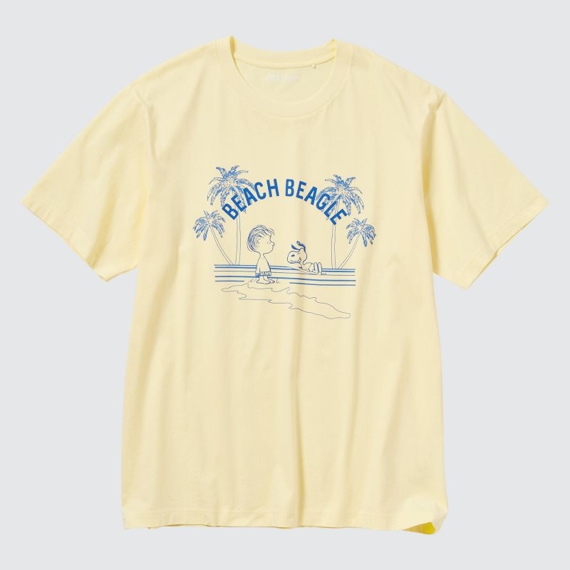Yellow Uniqlo Peanuts Hawaii Ut Short Sleeve Graphic Men T Shirts | 7041323