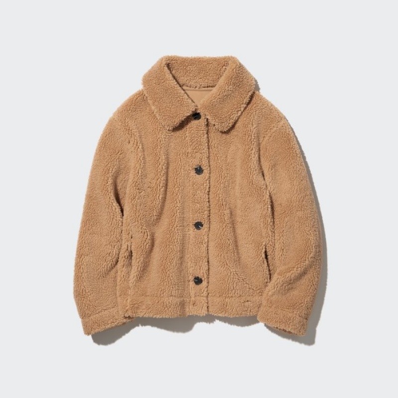 Yellow Uniqlo Pile-Lined Fleece Women Jackets | 9048837