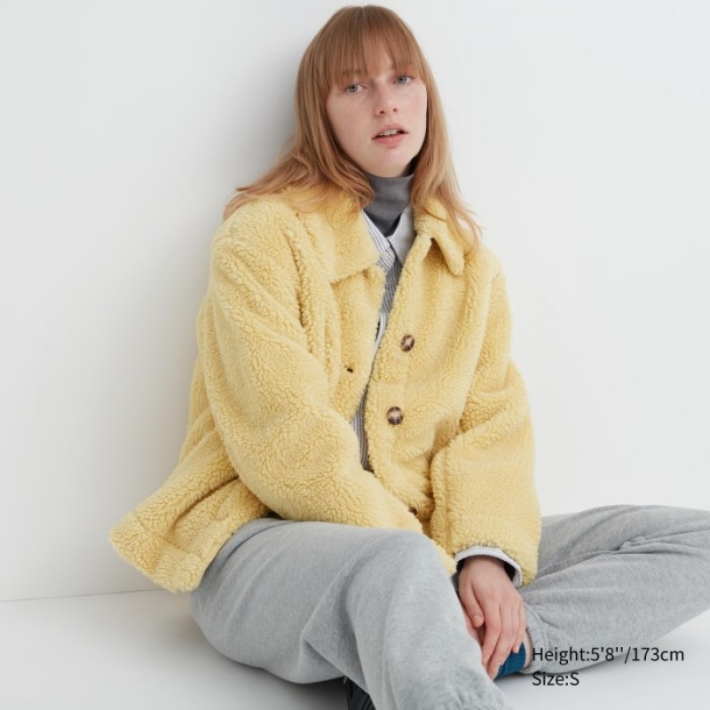 Yellow Uniqlo Pile-Lined Fleece Women Jackets | 9048837