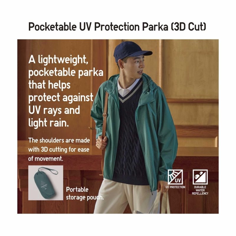 Yellow Uniqlo Pocketable Uv Protection 3d Cut Color Block Men Parka | 305001