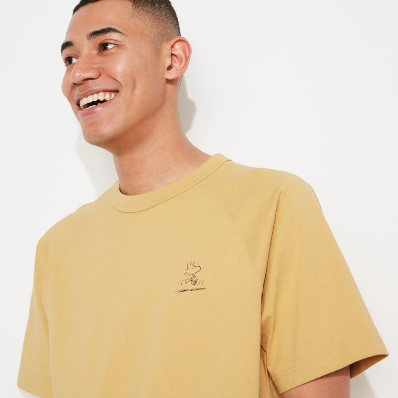 Yellow Uniqlo Retro Peanuts Ut Oversized Short-sleeve Graphic Men T Shirts | 6425689