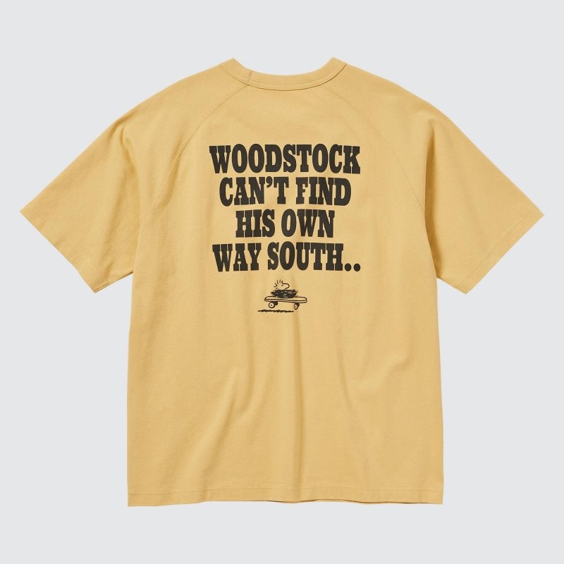 Yellow Uniqlo Retro Peanuts Ut Oversized Short-sleeve Graphic Men T Shirts | 6425689