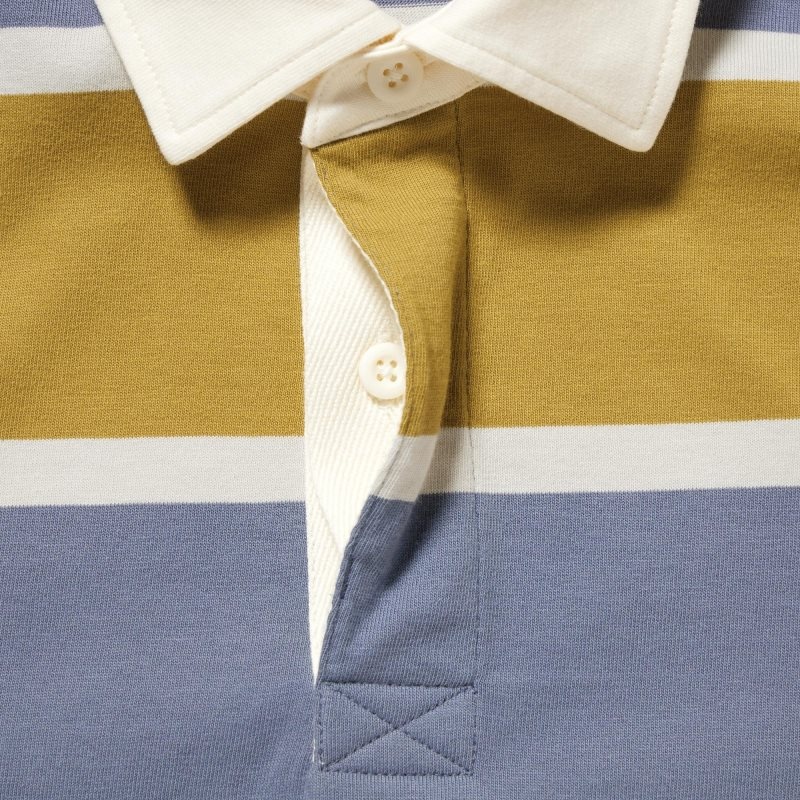 Yellow Uniqlo Rugger Long-sleeve Men Polo Shirts | 9566278