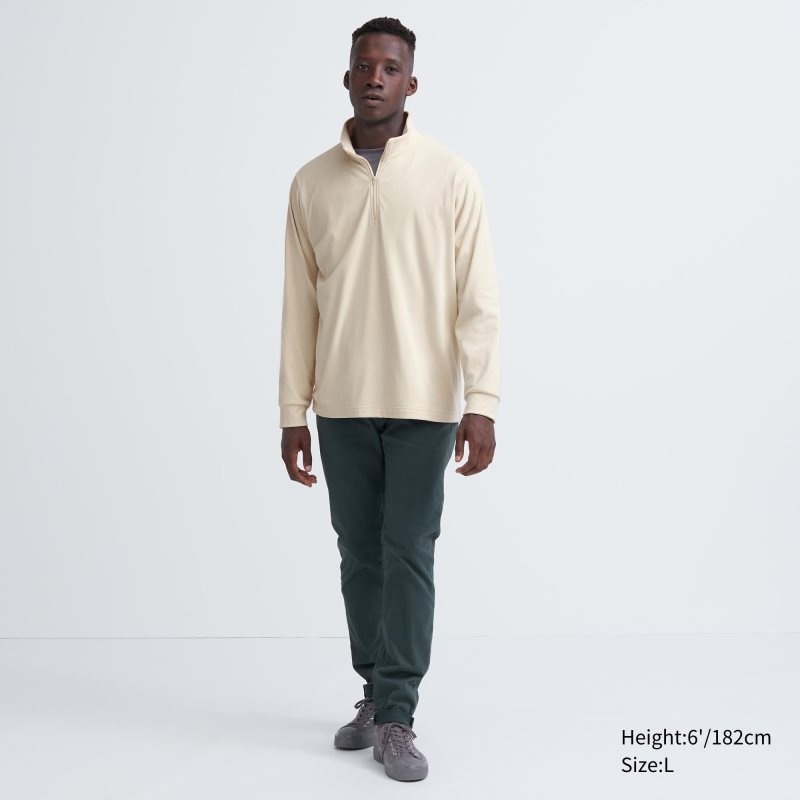 Yellow Uniqlo Smooth Fleece Half-zip Men T Shirts | 1243369