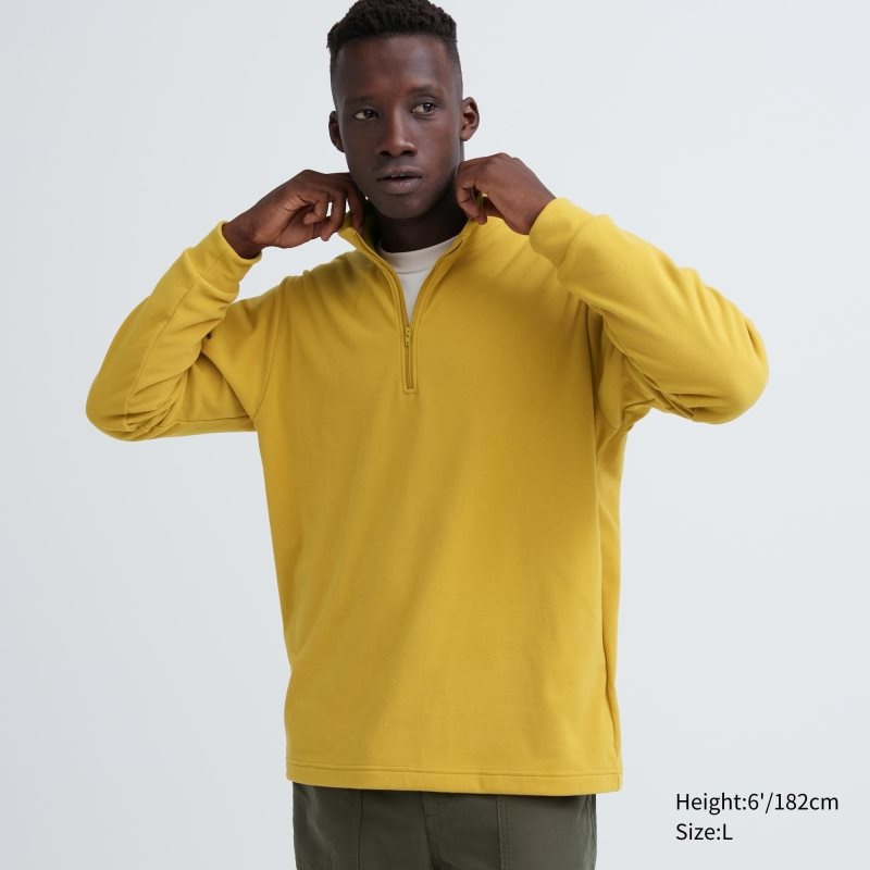 Yellow Uniqlo Smooth Fleece Half-zip Men T Shirts | 1243369