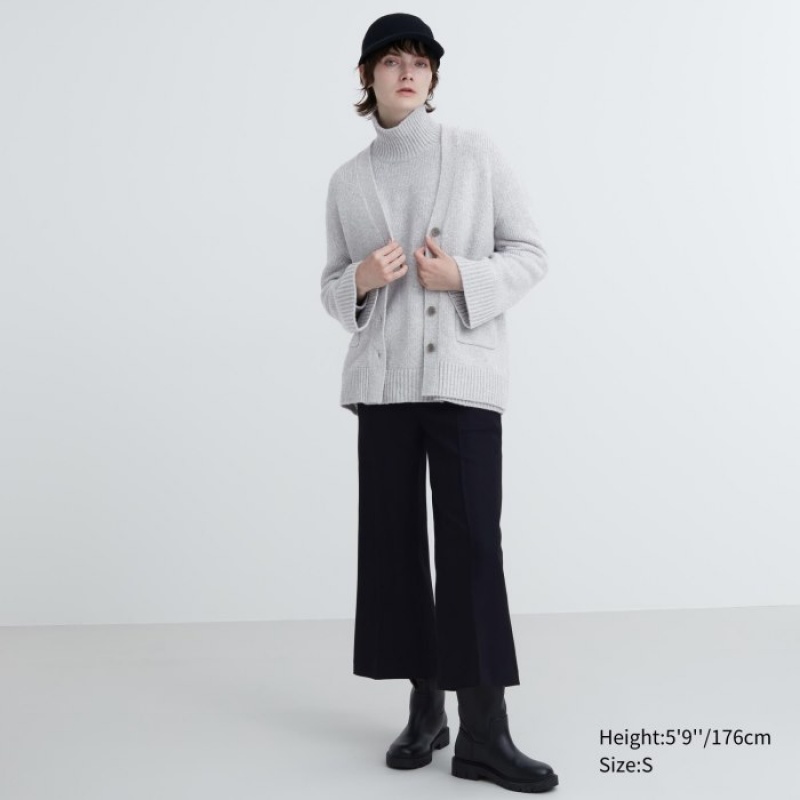Yellow Uniqlo Soft Knit V-Neck Flare Long-Sleeve Women Cardigan | 9601063