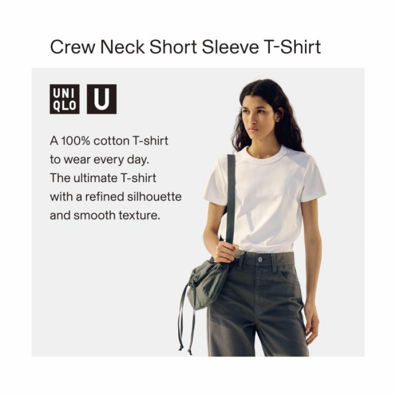 Yellow Uniqlo U Crew Neck Short-sleeve Women T Shirts | 6735489