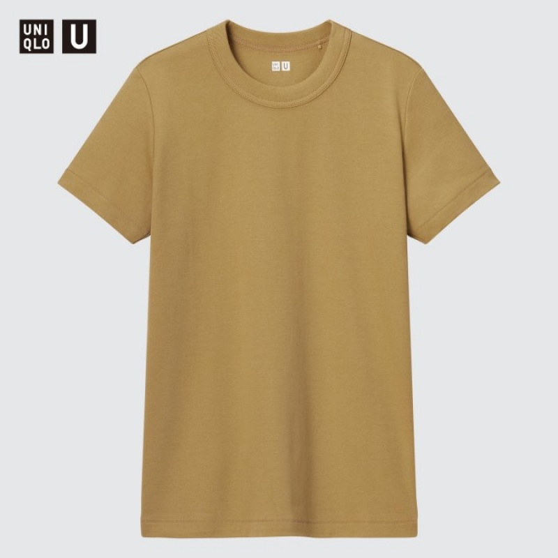 Yellow Uniqlo U Crew Neck Short-sleeve Women T Shirts | 6735489