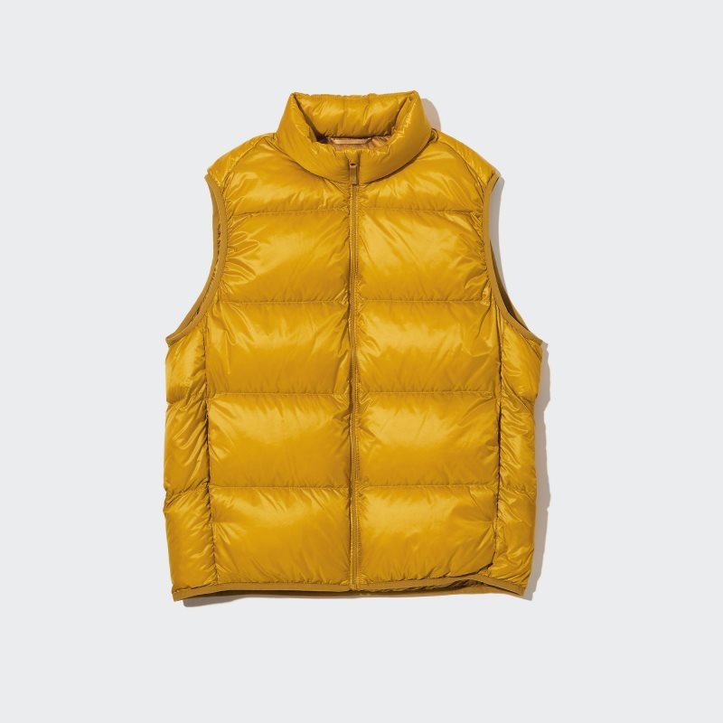 Yellow Uniqlo Ultra Light Down Wide Quilt Men Vest | 8965088